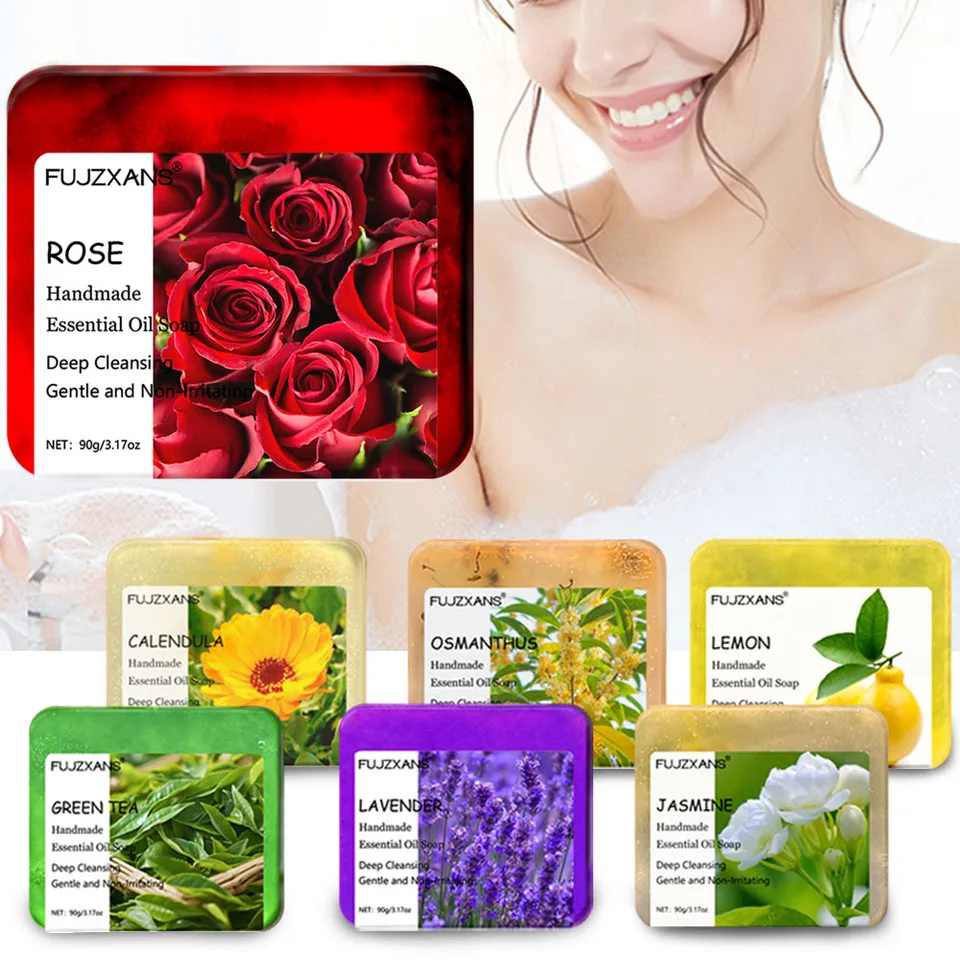 Savon Artisanal Huiles Essentielles 90g – 7 Parfums : Rose, Lavande, Citron & Plus