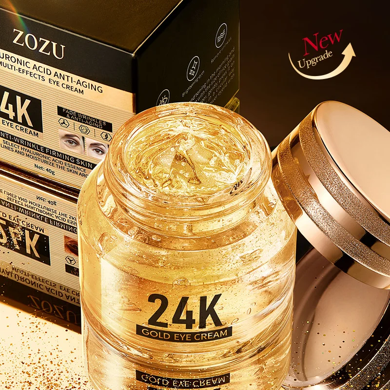 Crème Contour des Yeux Or 24 Carats & Acide Hyaluronique – Anti-Cernes, Anti-Rides, Hydratante 40g