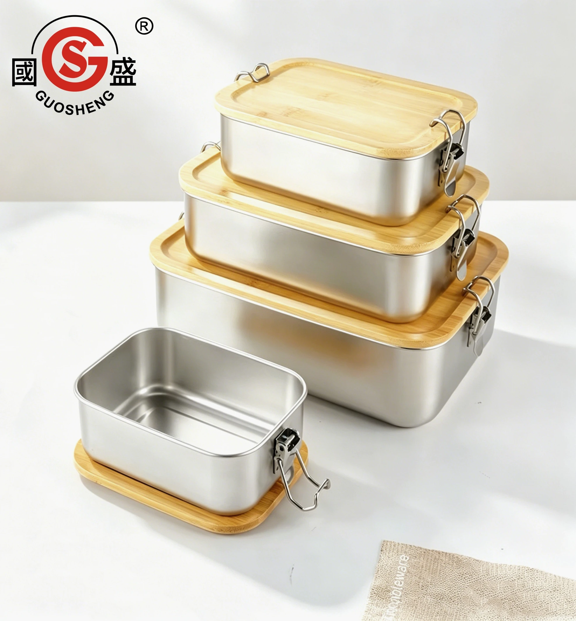Boîte à lunch inox 304 couvercle bambou | 4 tailles | Écologique & moderne