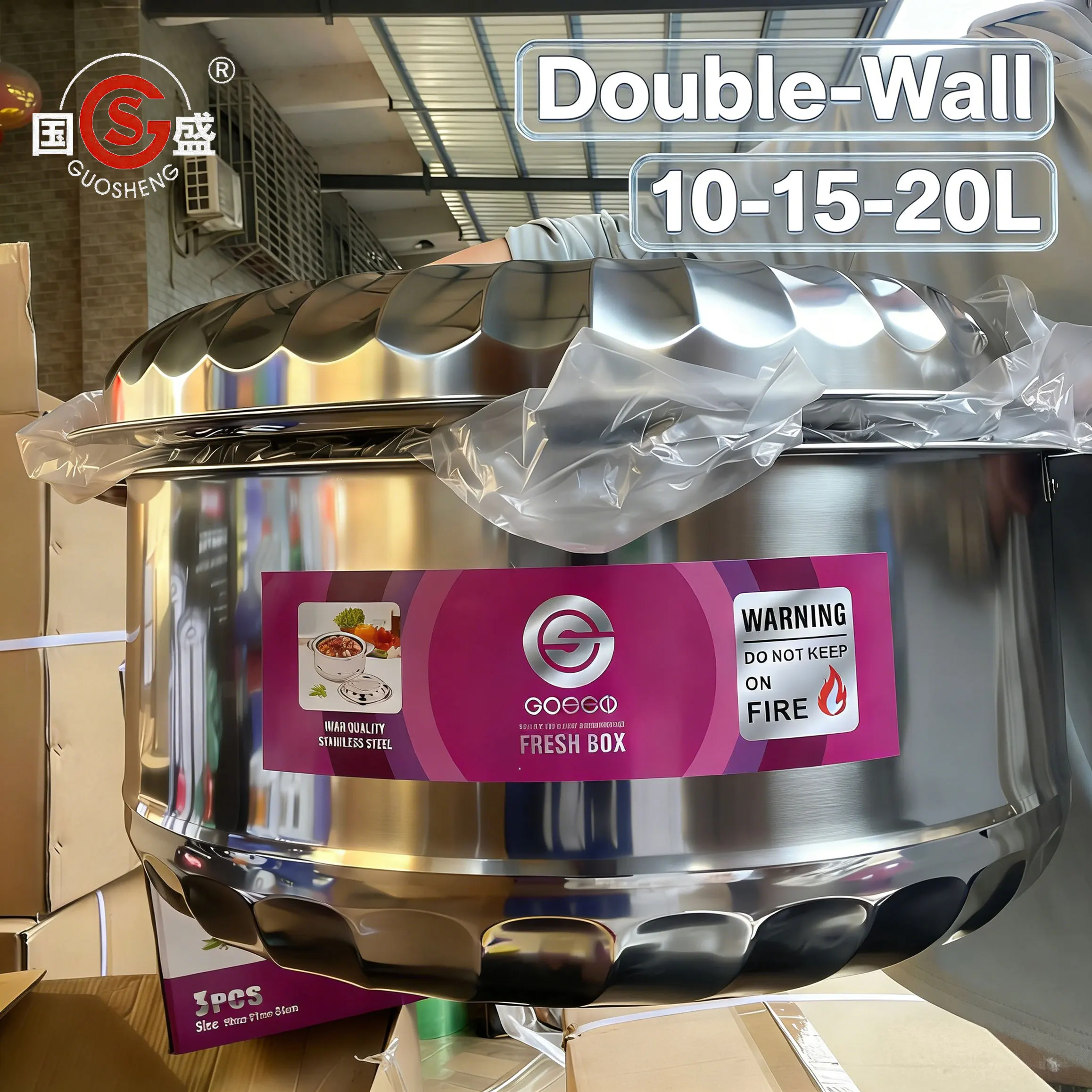 Ensemble de 3 marmites isothermes inox double paroi – Maintien au chaud longue durée