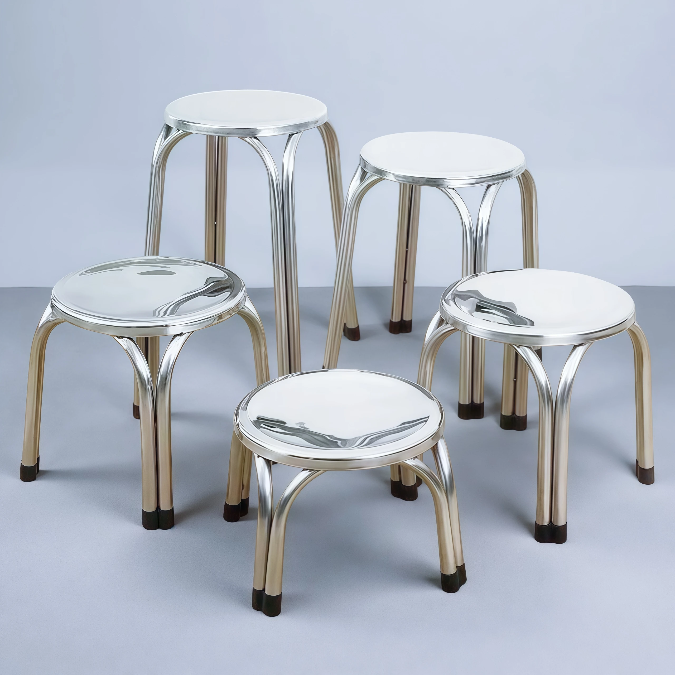 Tabouret de bar en acier inoxydable pliable et portable – Base ronde 29cm