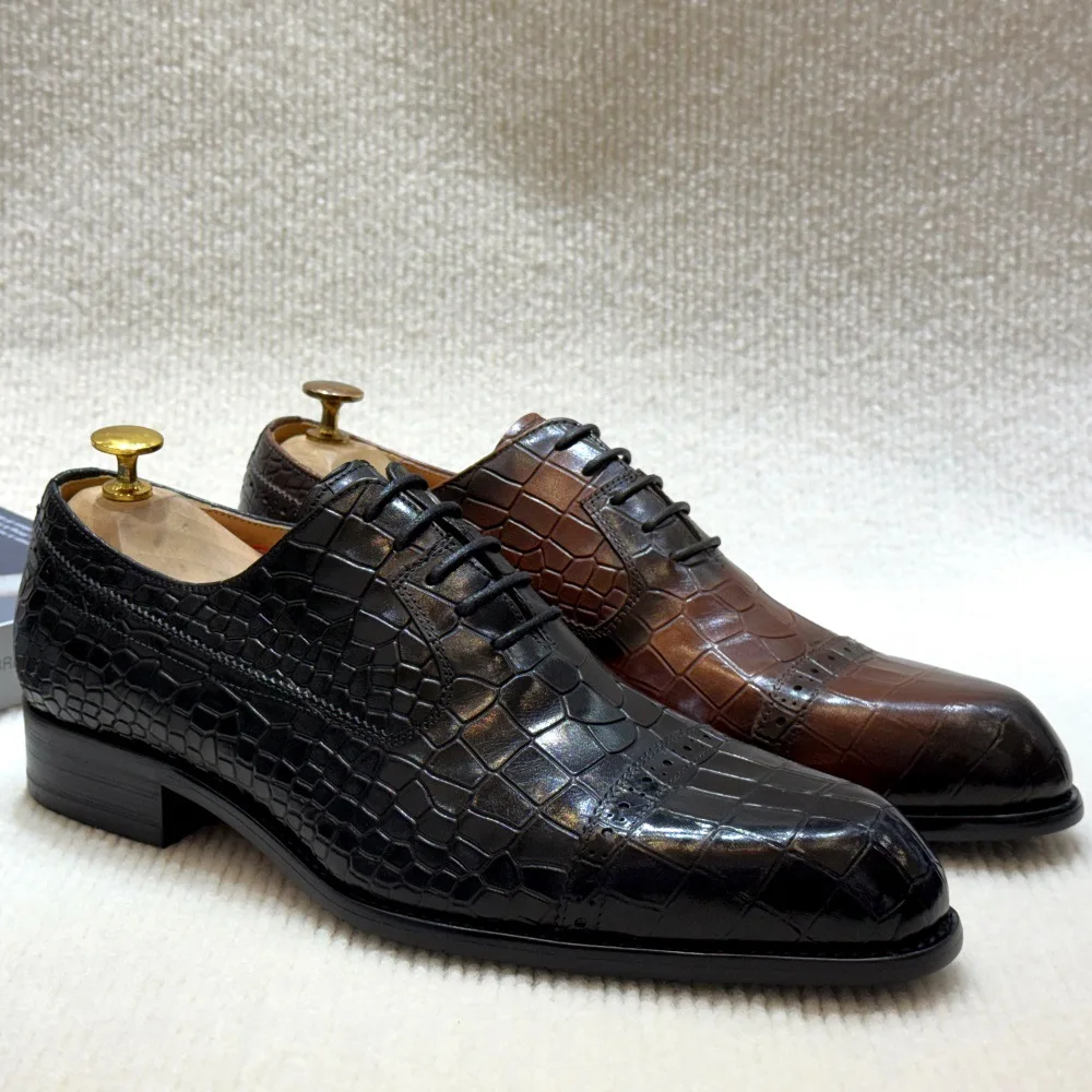 Chaussures Oxford en Cuir Véritable pour Homme – Motif Animalier Élégant | F515-A02