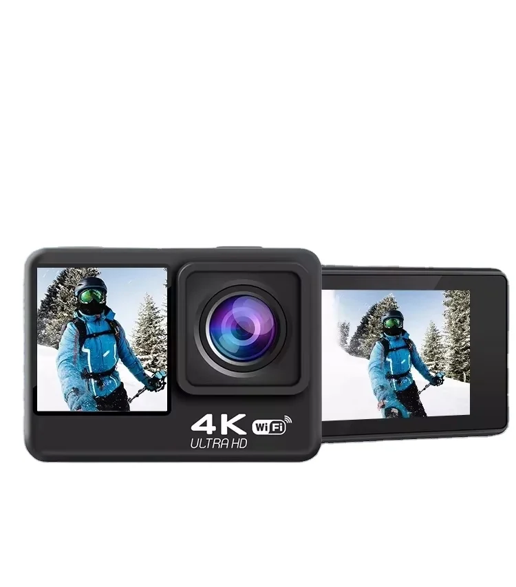 Caméra Sport 4K WiFi Double Écran Étanche IP67 – Moto, Vélo, Casque | Télécommande 2.4GHz