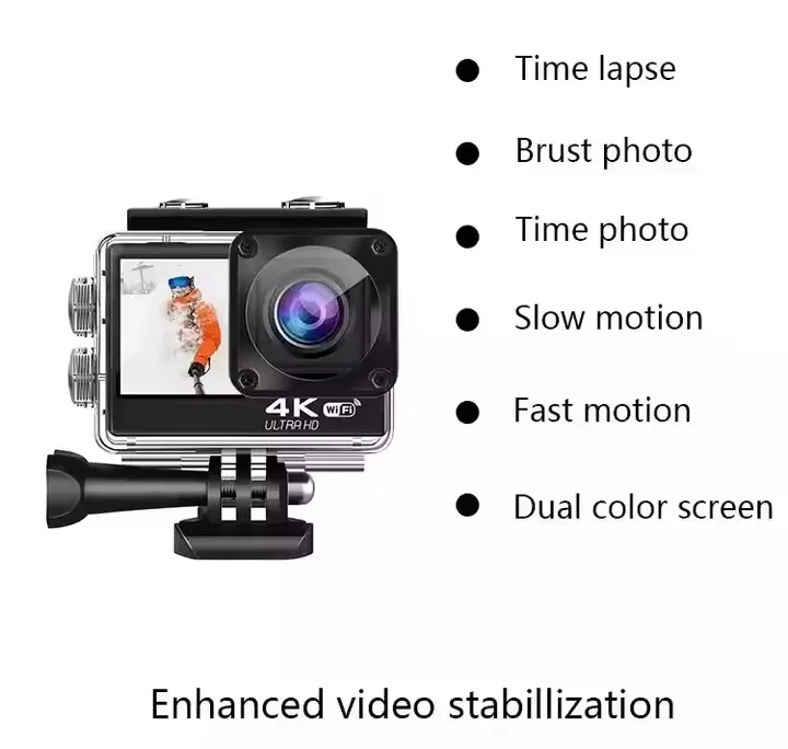 Caméra d'Action Sport 4K WiFi XMT – Étanche IP67, Écran 2" IPS, Télécommande 2.4GHz