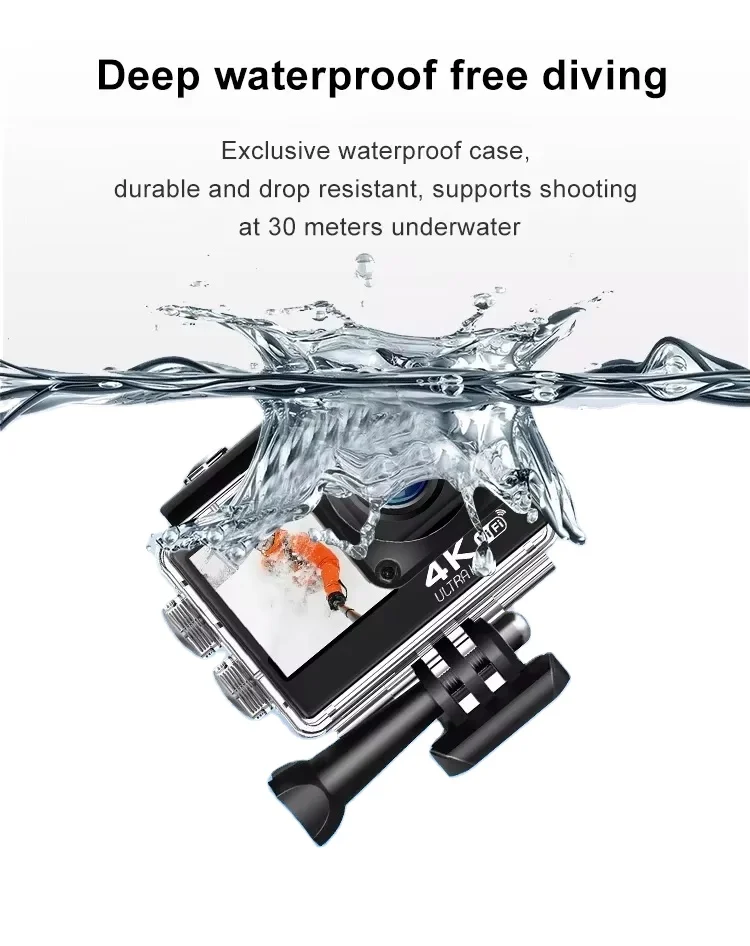 Caméra Sport 4K WiFi Double Écran Étanche IP67 | Grand Angle 120° Télécommande 2.4GHz