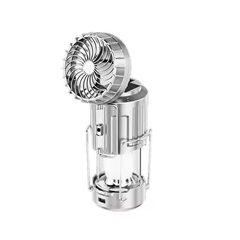 Lampe LED Solaire Camping Rechargeable avec Ventilateur Portable Multifonction