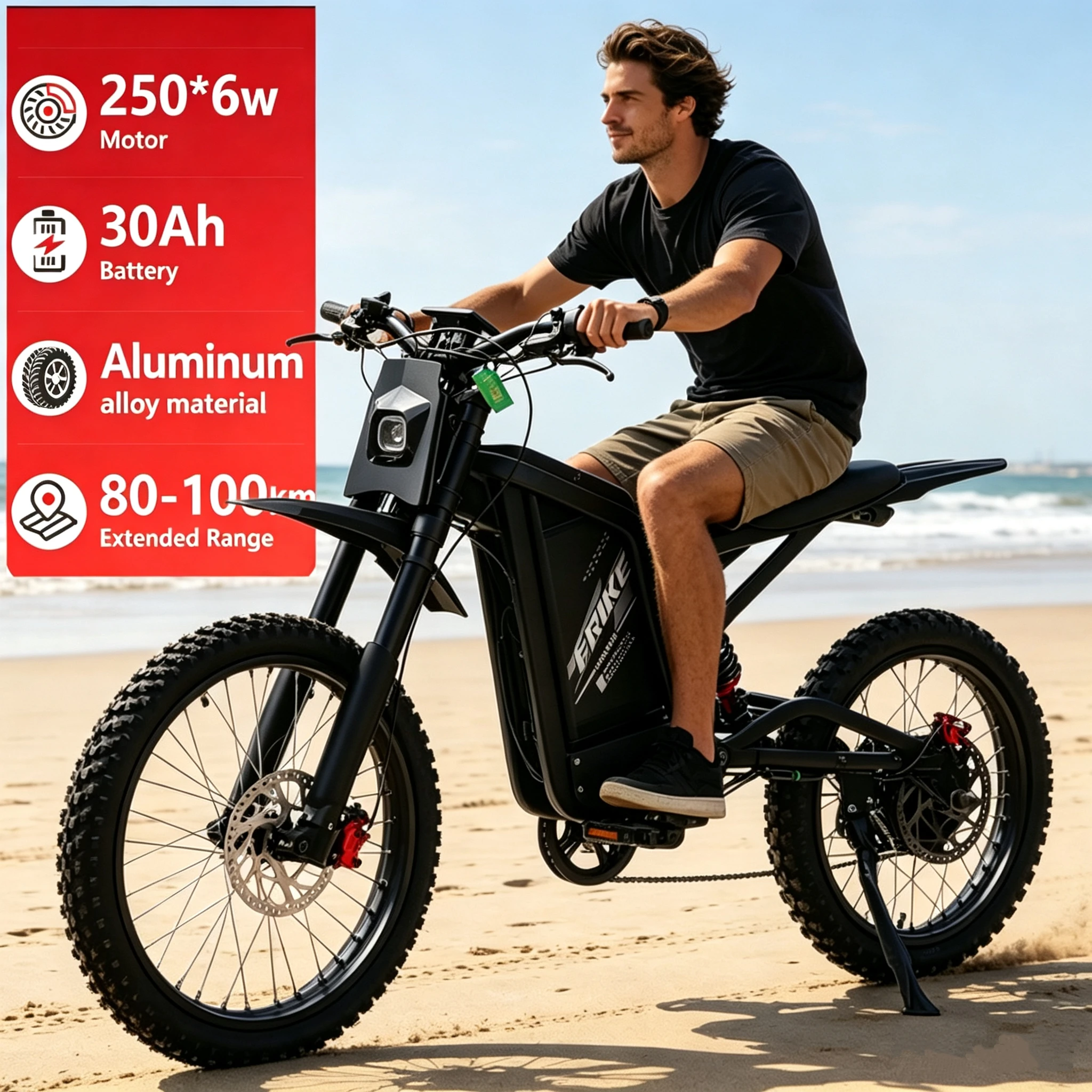 FRIKE GT8000 Vélo Électrique Tout-Terrain 21 Vitesses Aluminium Double Suspension 36V