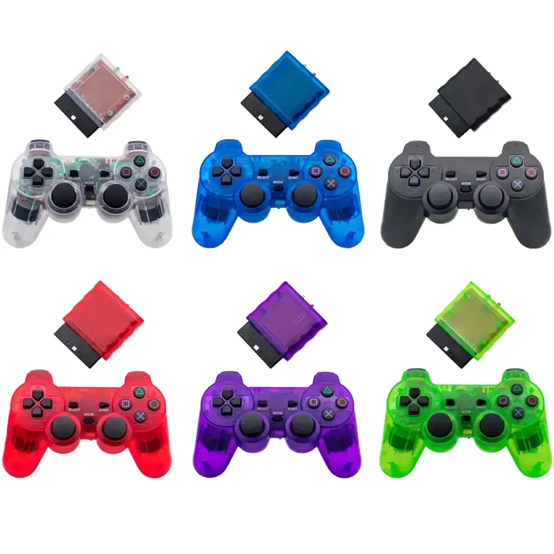 Manette Sans Fil Transparente PS2 Joystick Vibration 2.4GHz – Modèle P2 XMT