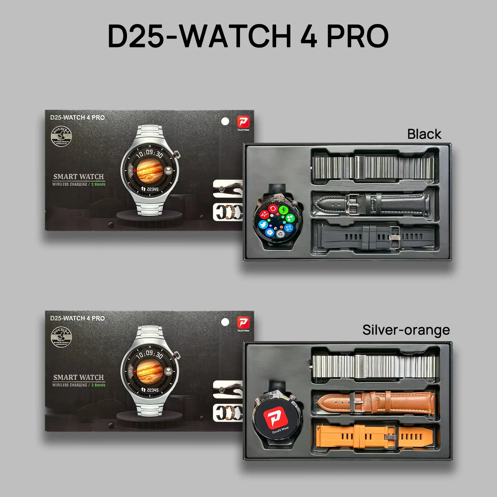 Montre Connectée D25 Watch 4 Pro – Écran 2.02", Fitness, Charge Sans Fil, IP67