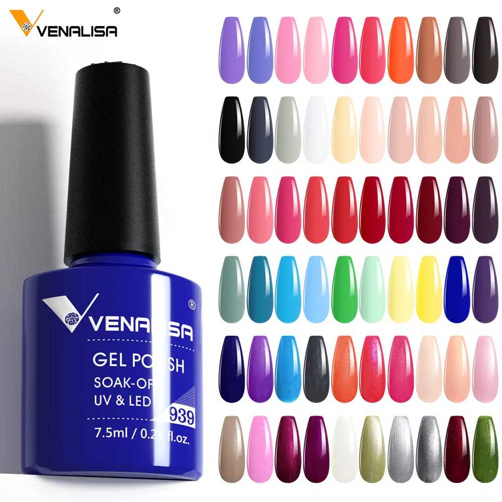 Vernis Gel UV/LED VENALISA 7.5ml – 60 Couleurs Longue Tenue 3 Semaines, Non-Toxique