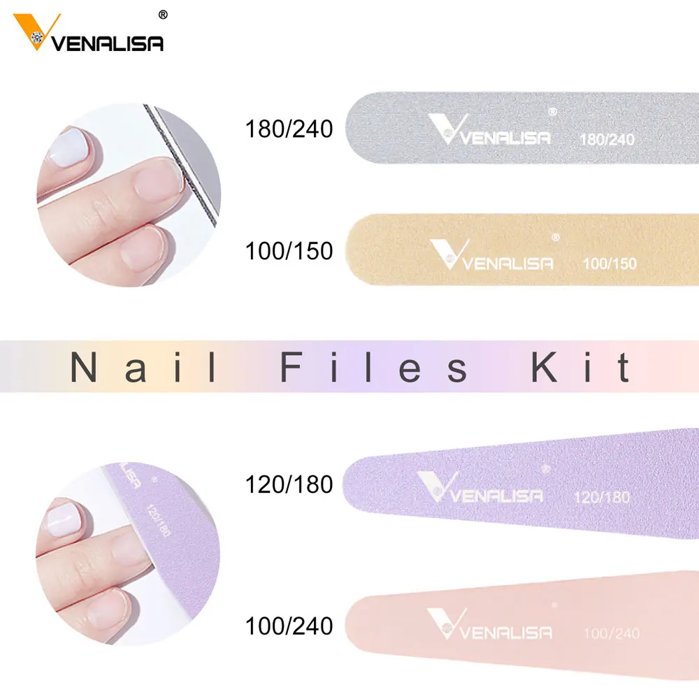 VENALISA Lime à Ongles Double Face Professionnelle – Lot de 4 à 5 pièces | Grit 100/180