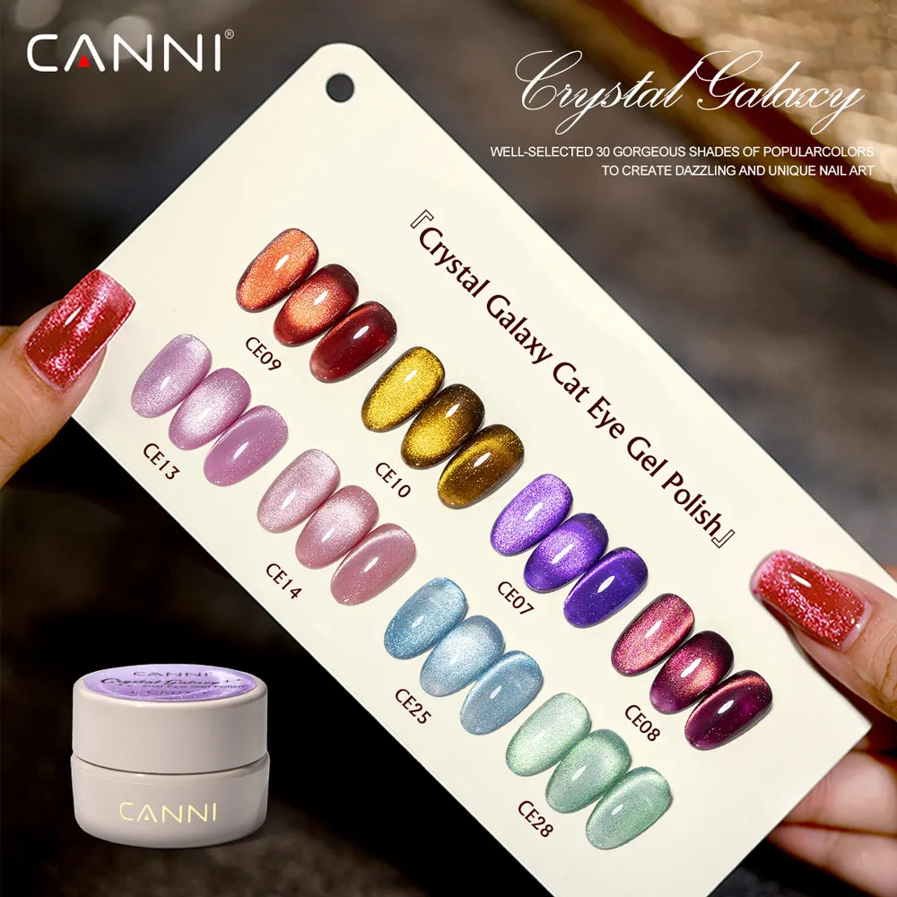 CANNI Gel Polish Cat Eye Cristal – 30 Couleurs Scintillantes, Longue Durée 3-4 Semaines
