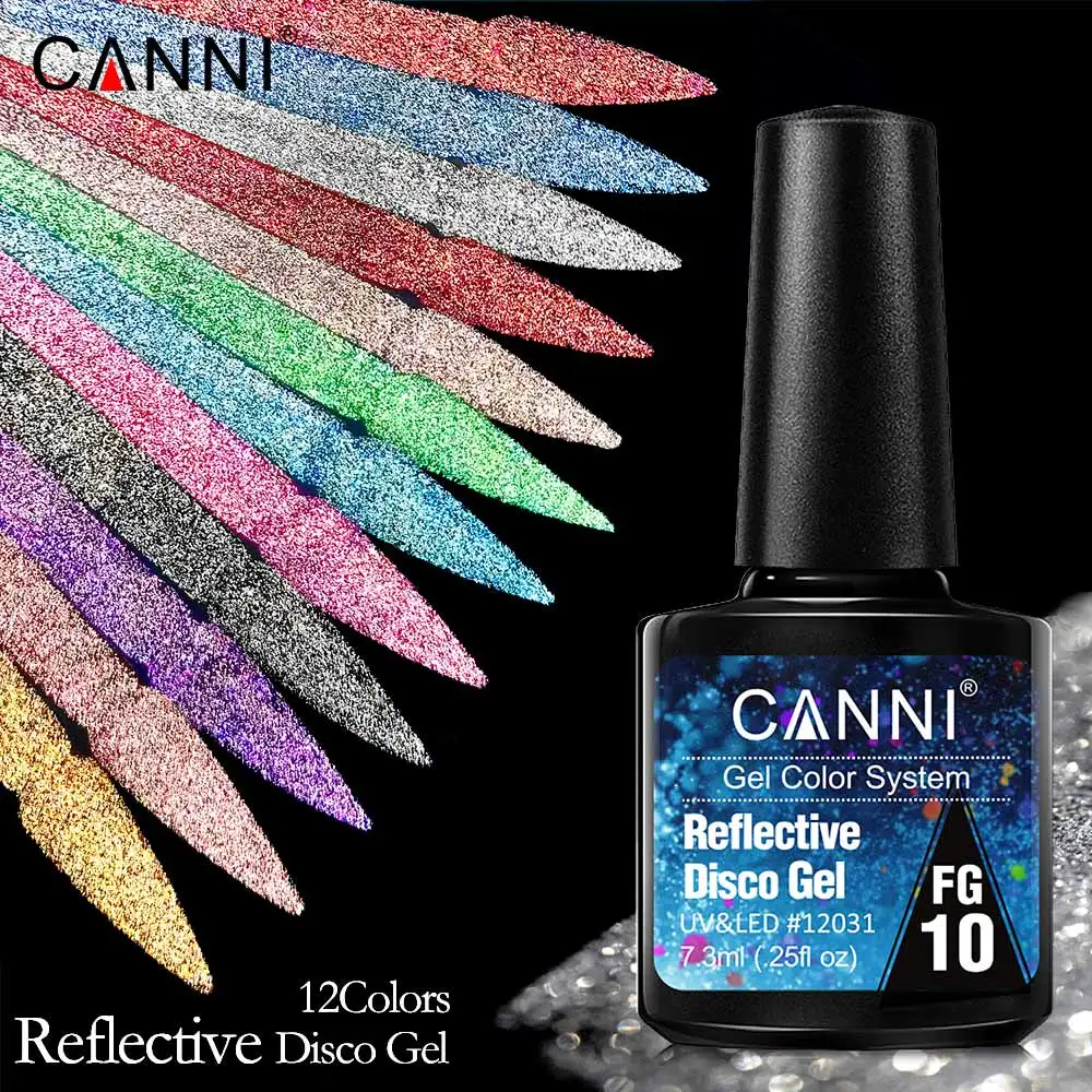 CANNI Gel UV Brillant Disco Paillettes Flash Réfléchissant Semi-Permanent 7,3ml