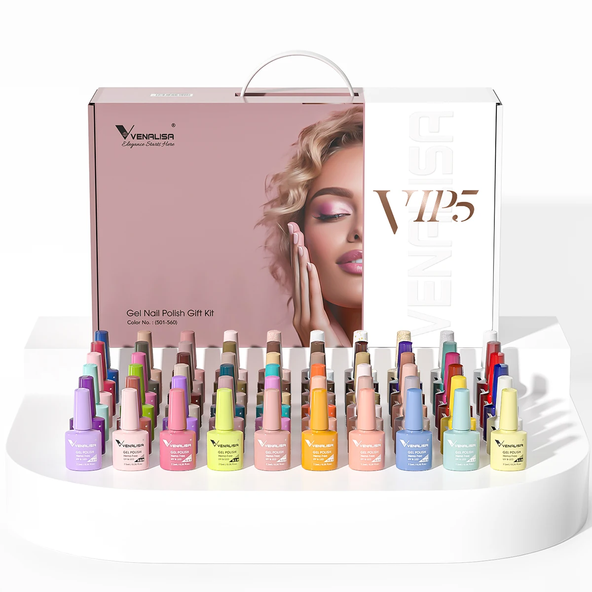 Venalisa VIP5 Kit 60 Vernis Gel UV Permanent Hema Free 7.5ml – Longue Durée