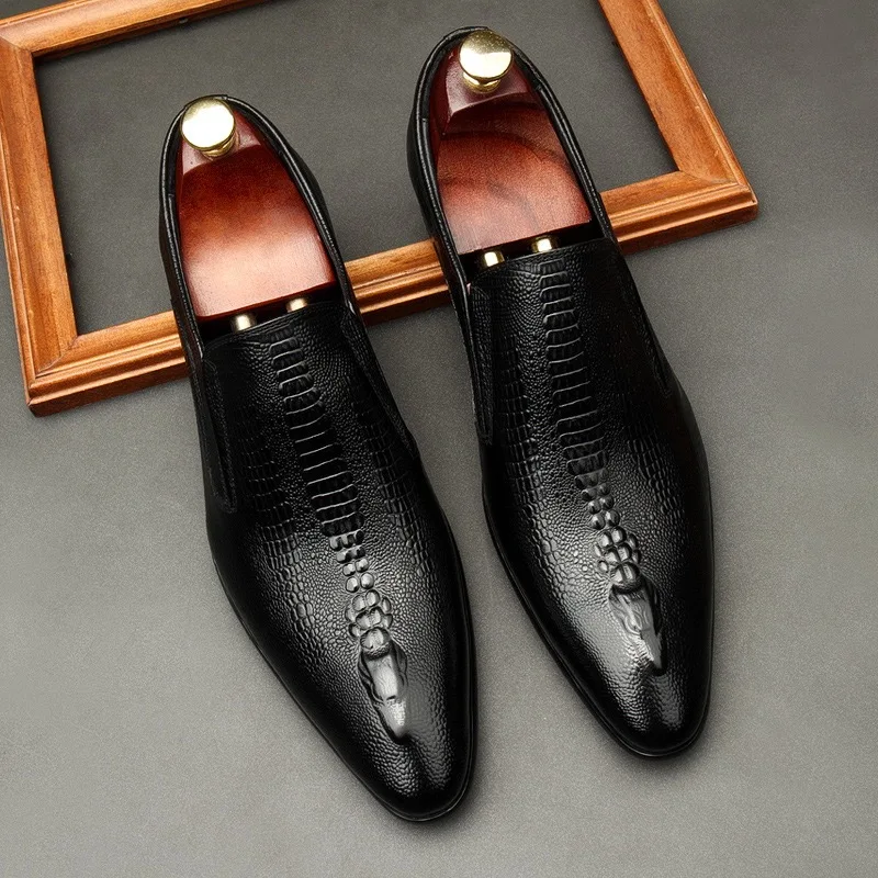 Chaussures Élégantes en Cuir Véritable pour Homme – Bout Pointu, Style Britannique