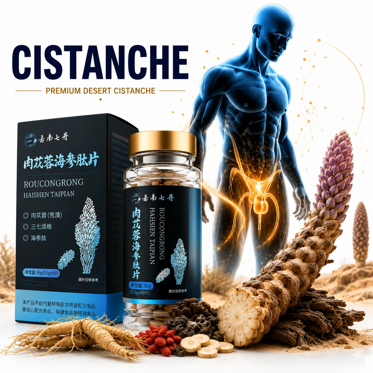 Complément Vitalité Masculine Cistanche Qidan – Énergie & Immunité | 60 Pilules