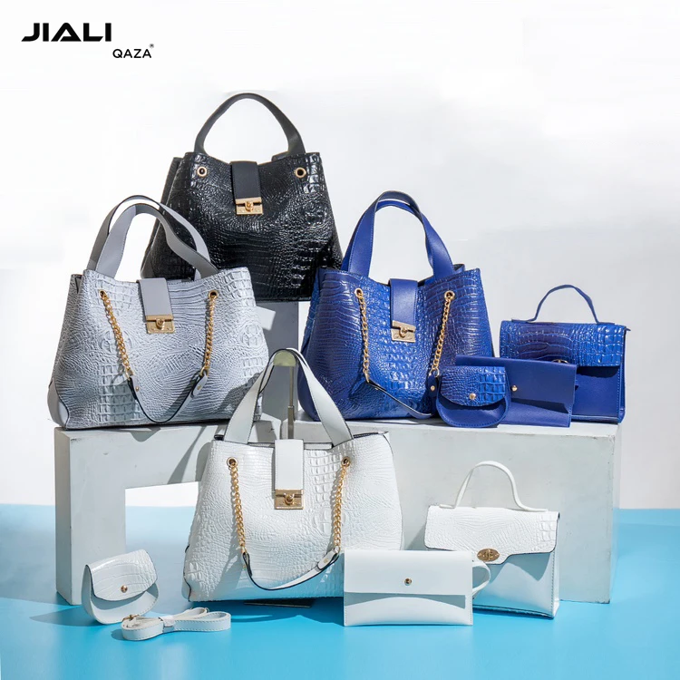 Sac à main femme 4 en 1 motif crocodile QAZA – Grande capacité, cuir PU tendance 2024