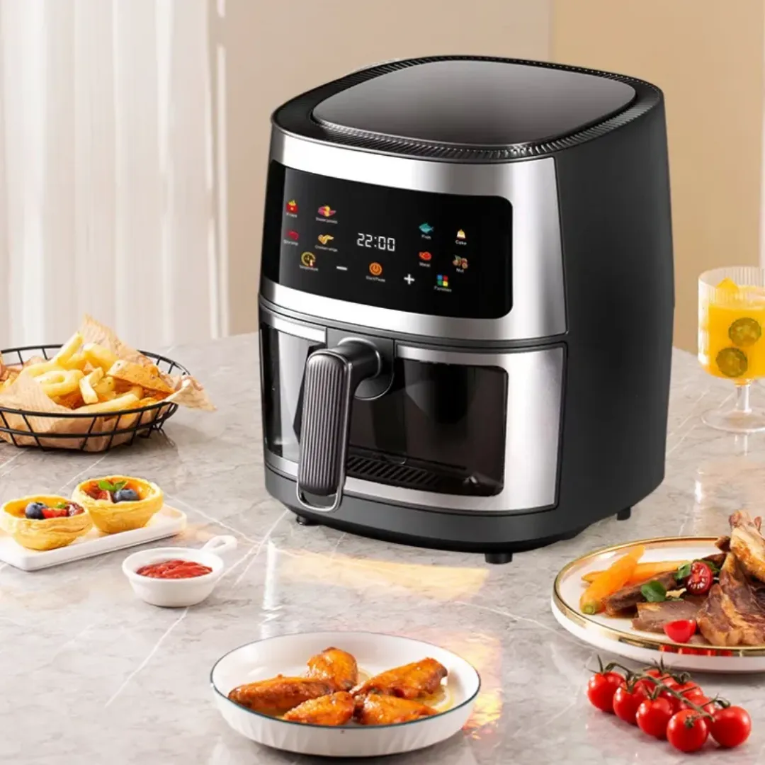 Friteuse à Air 8L avec Écran Tactile – Cuisson Saine et Sans Huile, Multifonction avec Fenêtre de Co