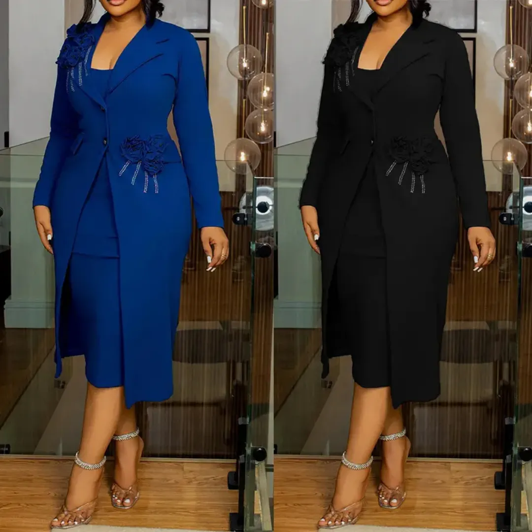 Ensemble robe et manteau femme élégante – Style formel pour église ou bureau