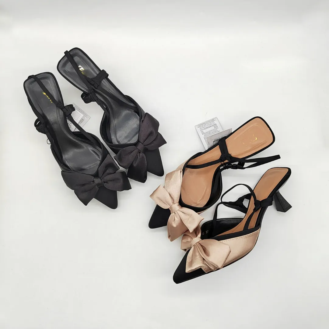 Sandales à Talons avec Nœud Élégant – Bout Pointu et Bride Arrière pour Femme