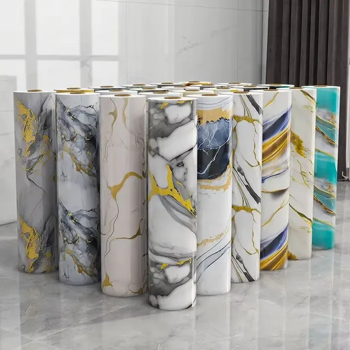Rouleaux de Papier Peint Effet Marbre – Auto-adhésif, Étanche et Décoratif pour Murs, Meubles et Sol