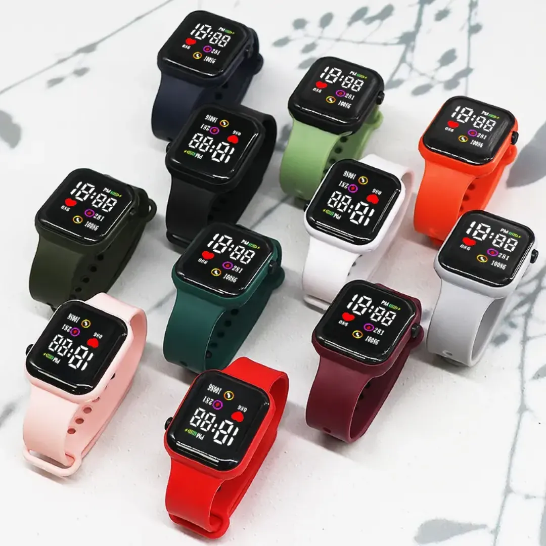 Montre Numérique LED Enfant et Adulte – Bracelet Silicone, Affichage Sportif, Style Moderne
