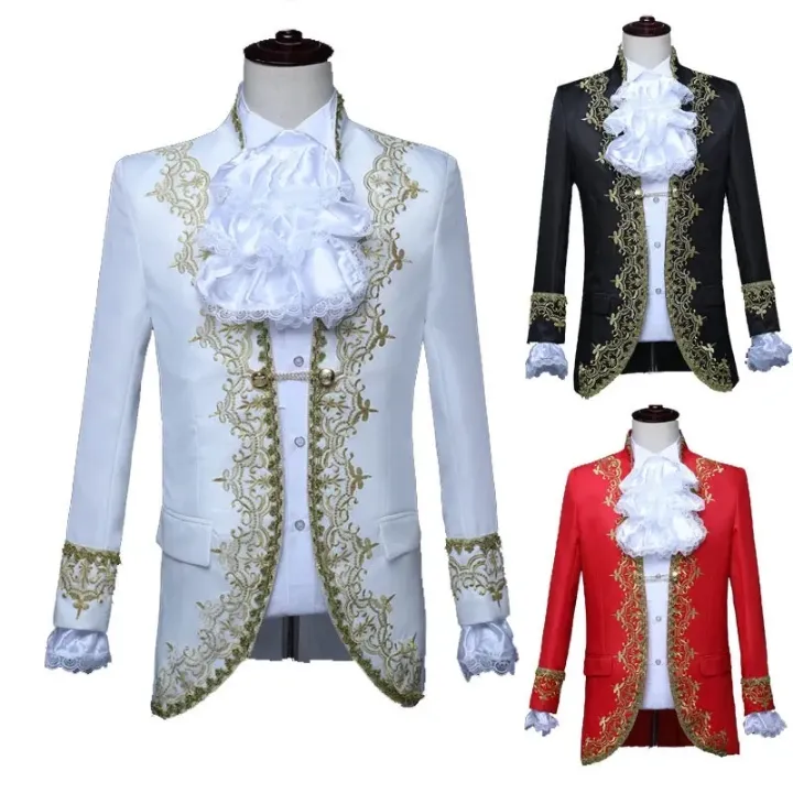 Costume Royal Européen pour Homme – Broderie Or, Tenue de Scène Élégante, Performance Artistique et 