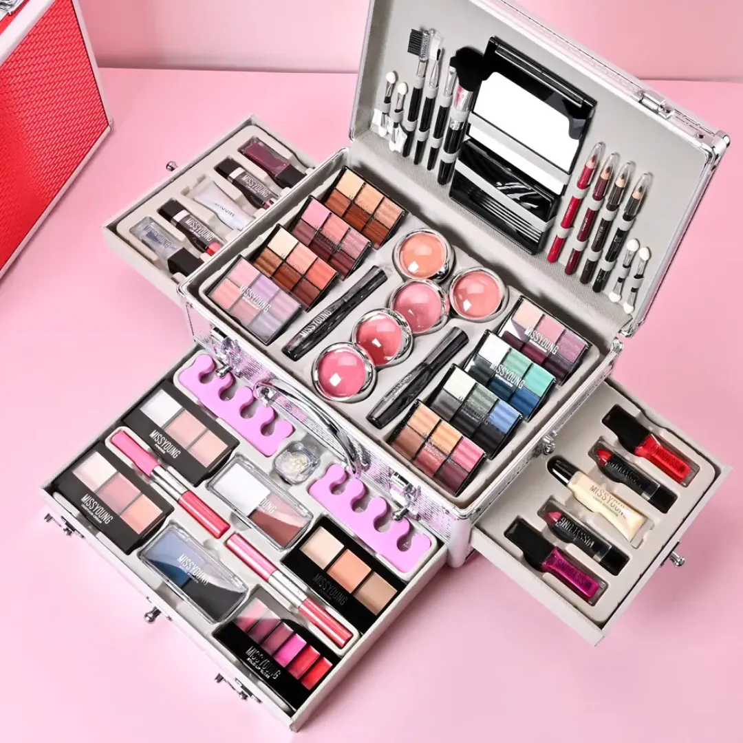 Mallette de Maquillage Complète – Kit Professionnel Tout-en-Un pour Teint, Yeux, Lèvres et Ongles