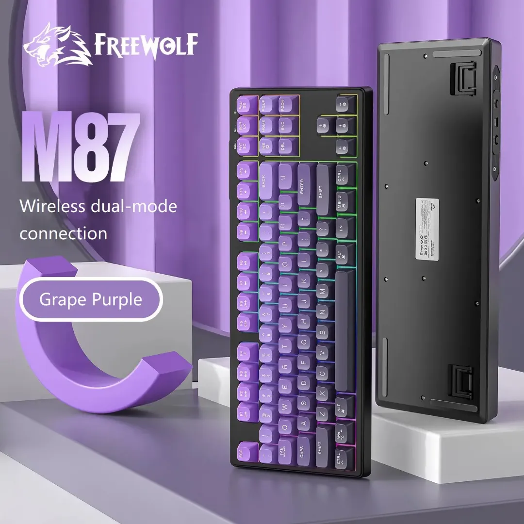 Clavier Mécanique Gaming Langtu M87 – Sans Fil, Double Mode Bluetooth/USB, Rétroéclairé RGB, Silenci