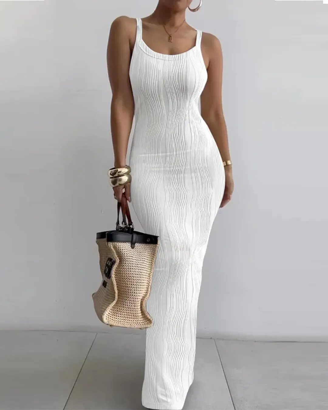 Robe Femme Côtelée Sans Manches – Style Vintage, Sexy et Élégant – Couleurs Unies