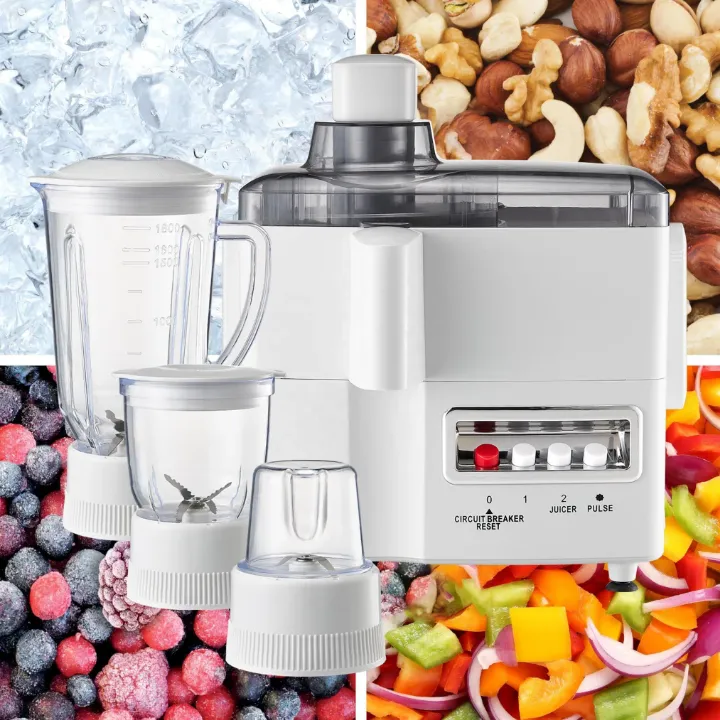 Mixeur 4 en 1 Multifonction – Presse-agrumes, Broyeur, Hachoir, Blender Électrique