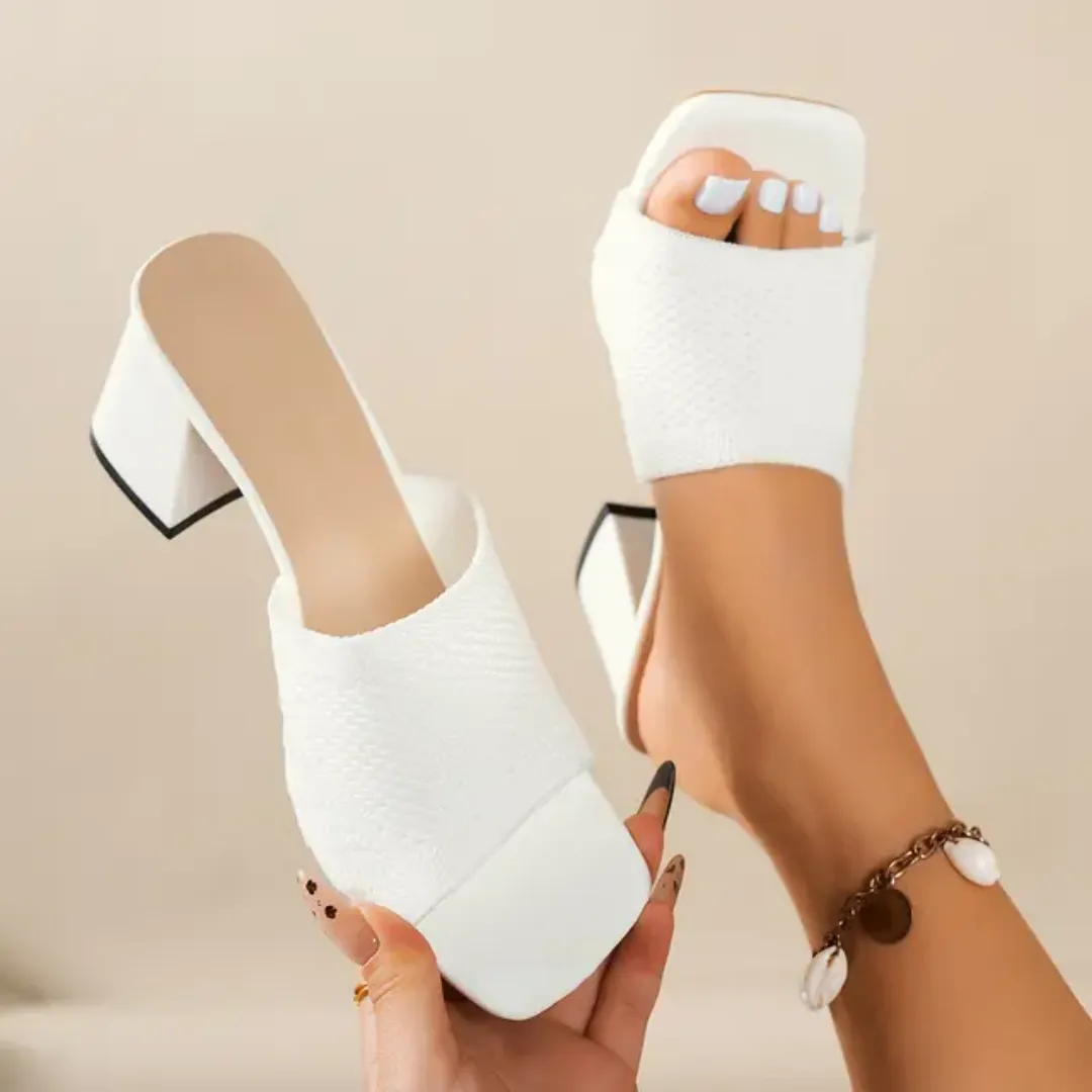 Sandales à Talons Carrés Tressées pour Femme - Confort Respirant & Style Élégant - Taille Plus - Toutes Saisons