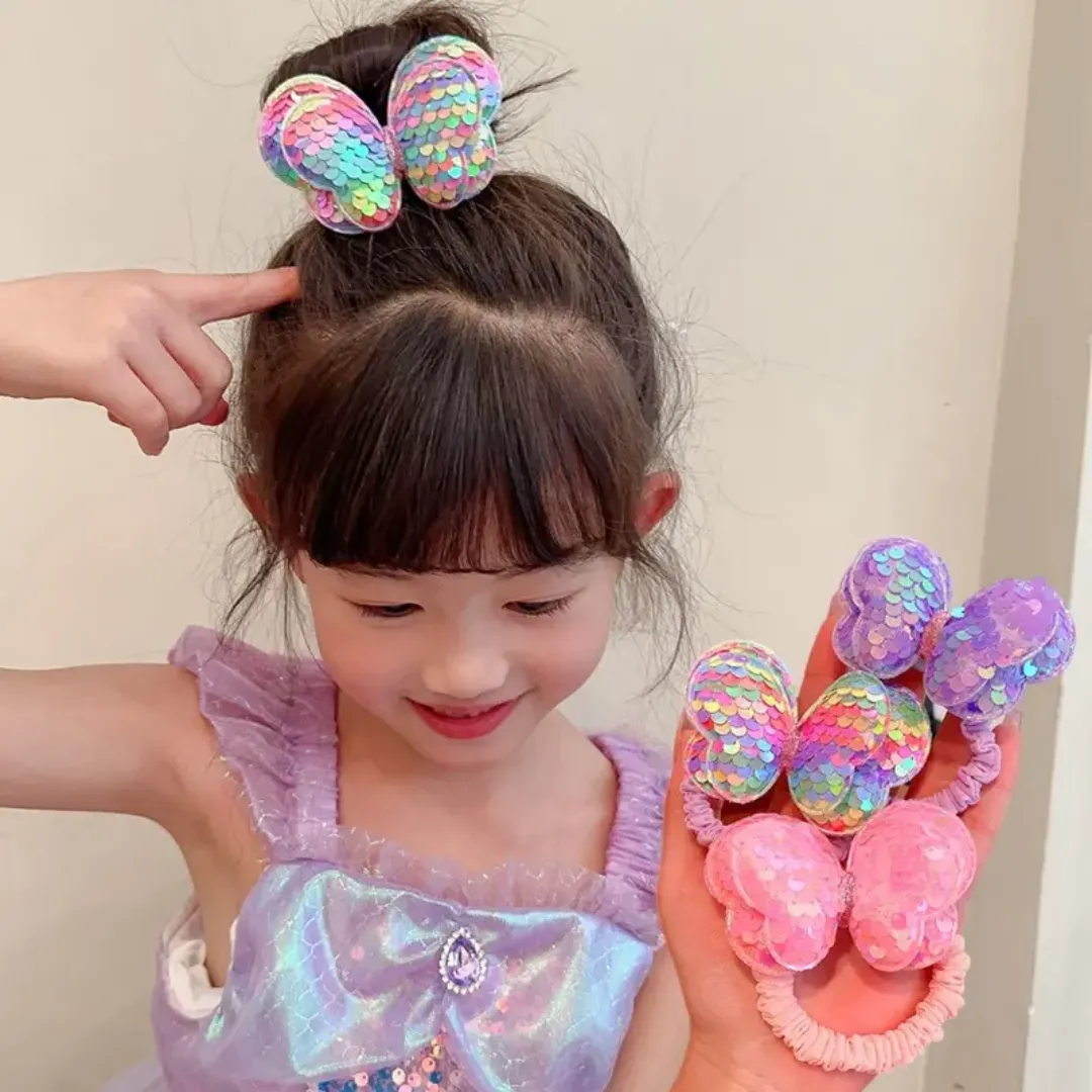 Bandeau Cheveux Bébé Papillon Pailleté – Accessoire Coloré et Doux pour Fille