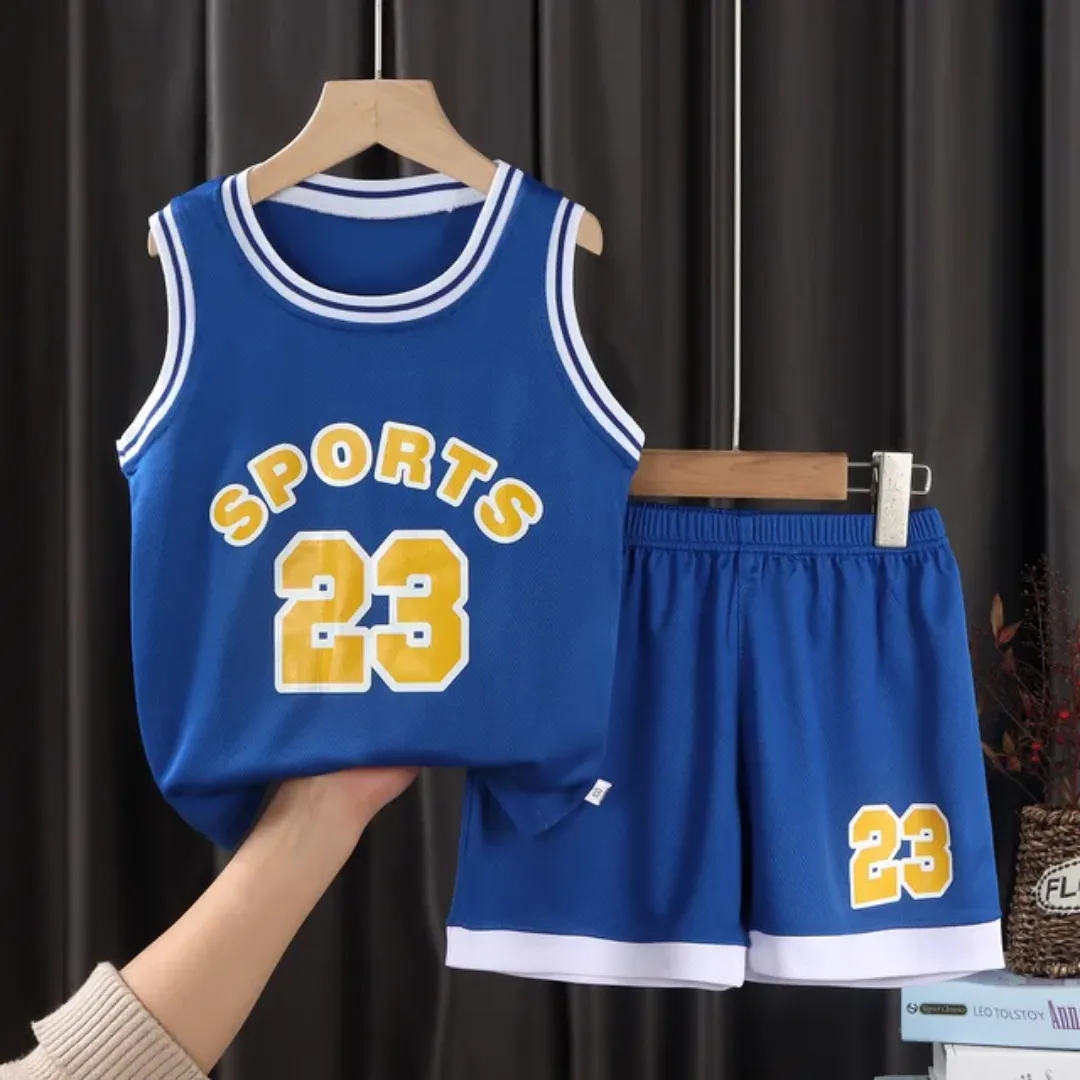 Ensemble de Basket Enfant – Maillot + Short – Tenue Sportive Respirante – Disponible en Plusieurs Tailles et Couleurs