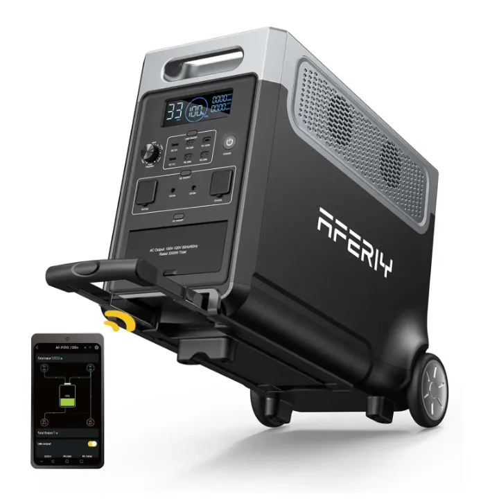 Générateur solaire portable AFERIY AF-P310 3840Wh – Batterie LiFePO4, onde sinusoïdale pure, 2200W max – Recharge secteur, voiture ou panneau solaire – Idéal pour maison, camping et urgences