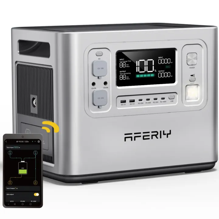 Station d'Énergie Solaire Portable AFERIY P210 - 2048Wh - Batterie LiFePO4, Onde Sinusoïdale Pure, Contrôle Intelligent via App