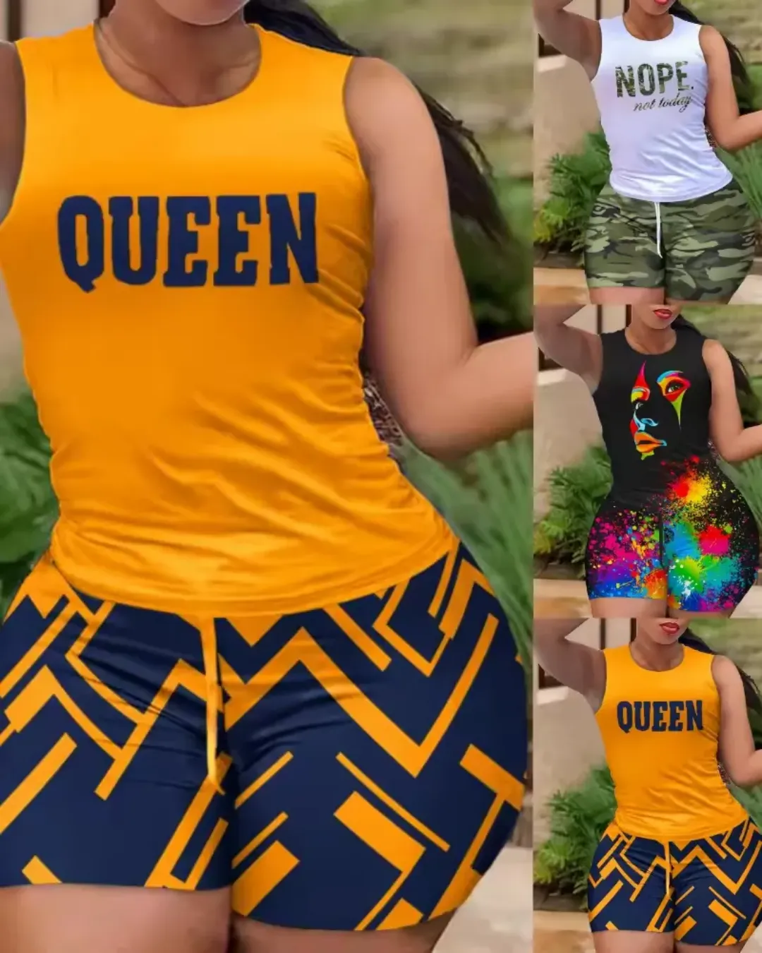 Ensemble Décontracté Femme Été – Débardeur et Short Imprimé Sport Chic