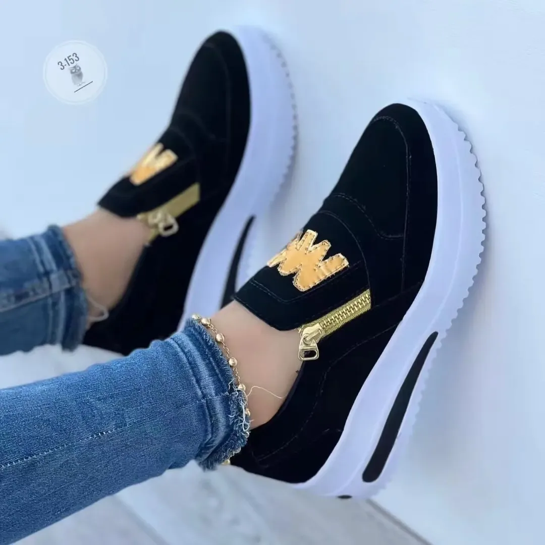 Baskets Femme Tendance à Glissière - Chaussures Sport Décontractées Grande Taille