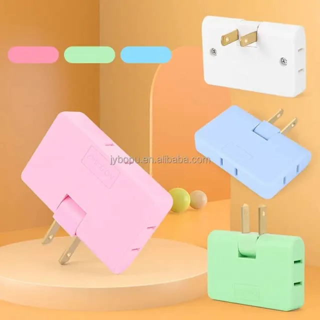 Prise Murale Rotative 3-en-1 - Adaptateur Compact pour Économie d’Espace avec 2 Broches, Idéal Maison et Bureau