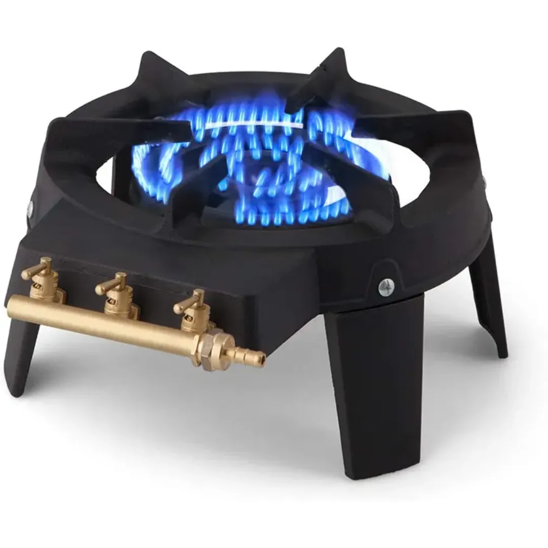 Brûleur à Gaz Rond en Fonte  -  Finition Noire - Haute Résistance - Idéal Camping et Restauration