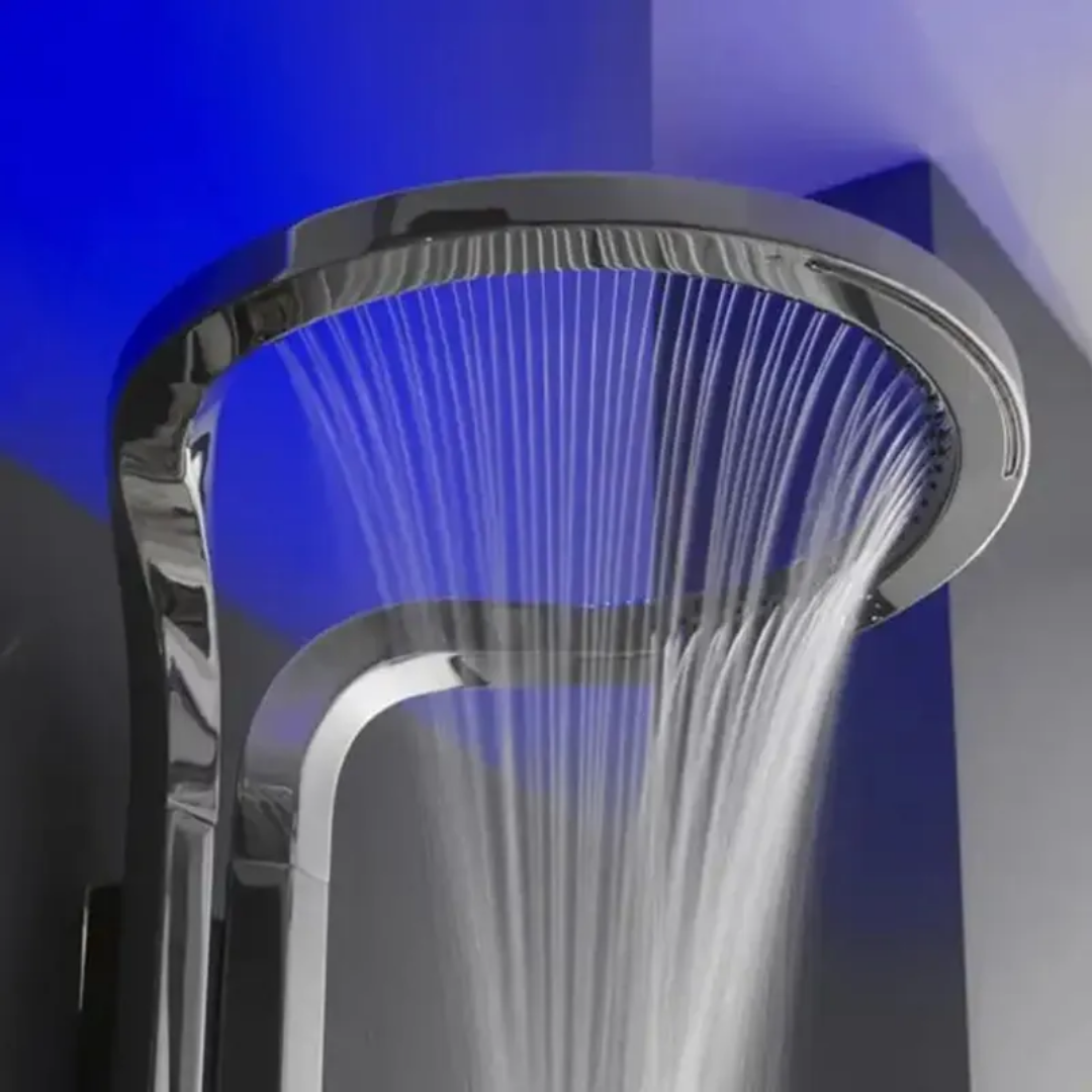 Ensemble de Douche Murale Thermostatique Haut de Gamme - Finition Acier Inoxydable - Design Moderne - Cascade SPA et Pluie