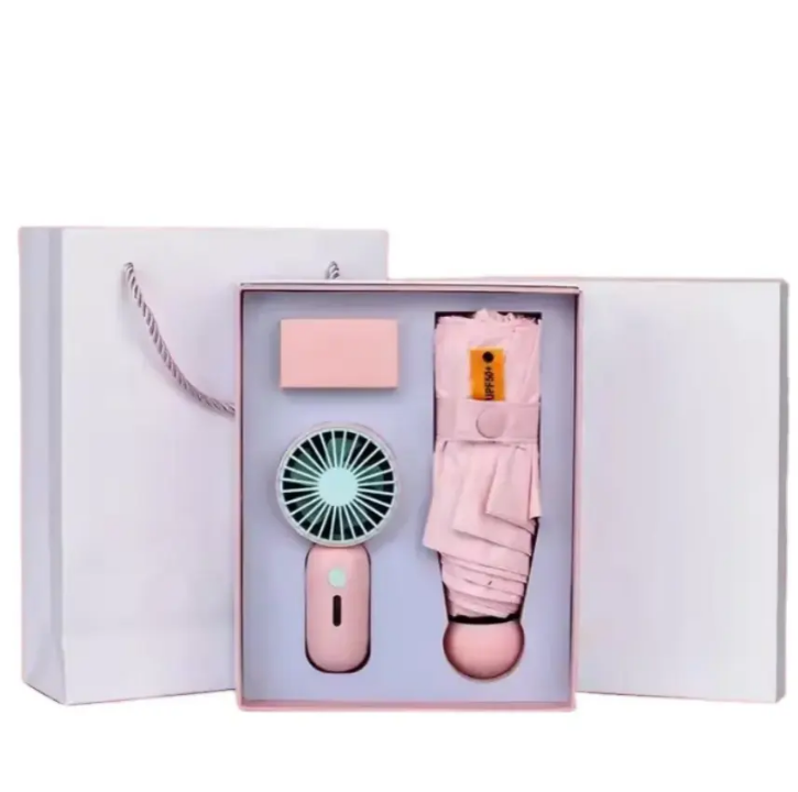 Coffret Cadeau Éventail Électrique & Parapluie - Accessoire Élégant et Pratique pour l’Été