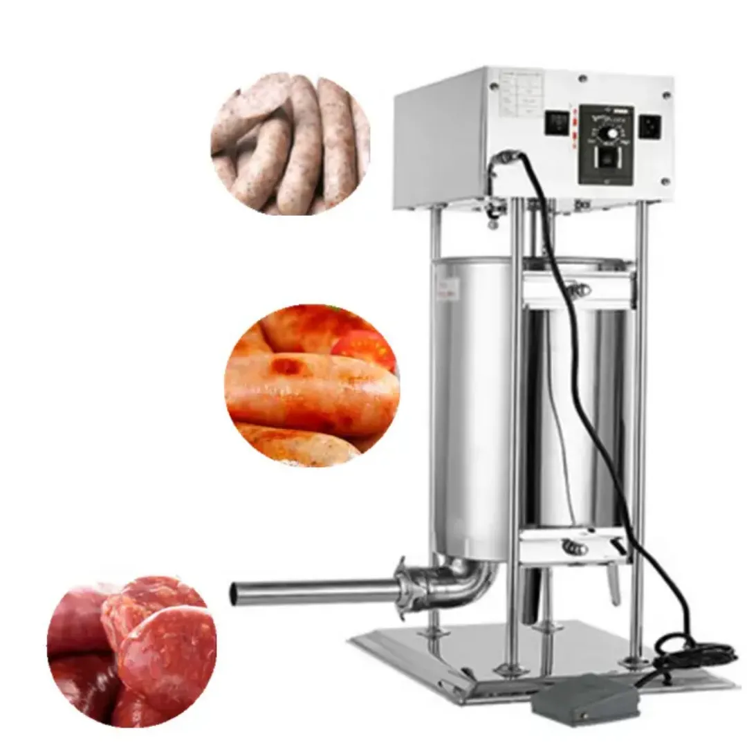 Remplisseuse à Saucisses Électrique 30L en Acier Inoxydable - Machine Professionnelle avec 4 Embouts et Pédale
