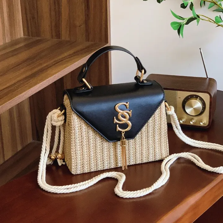Sac Bandoulière Femme Style Bohème Tissé – Léger et Élégant avec Fermeture Contraste