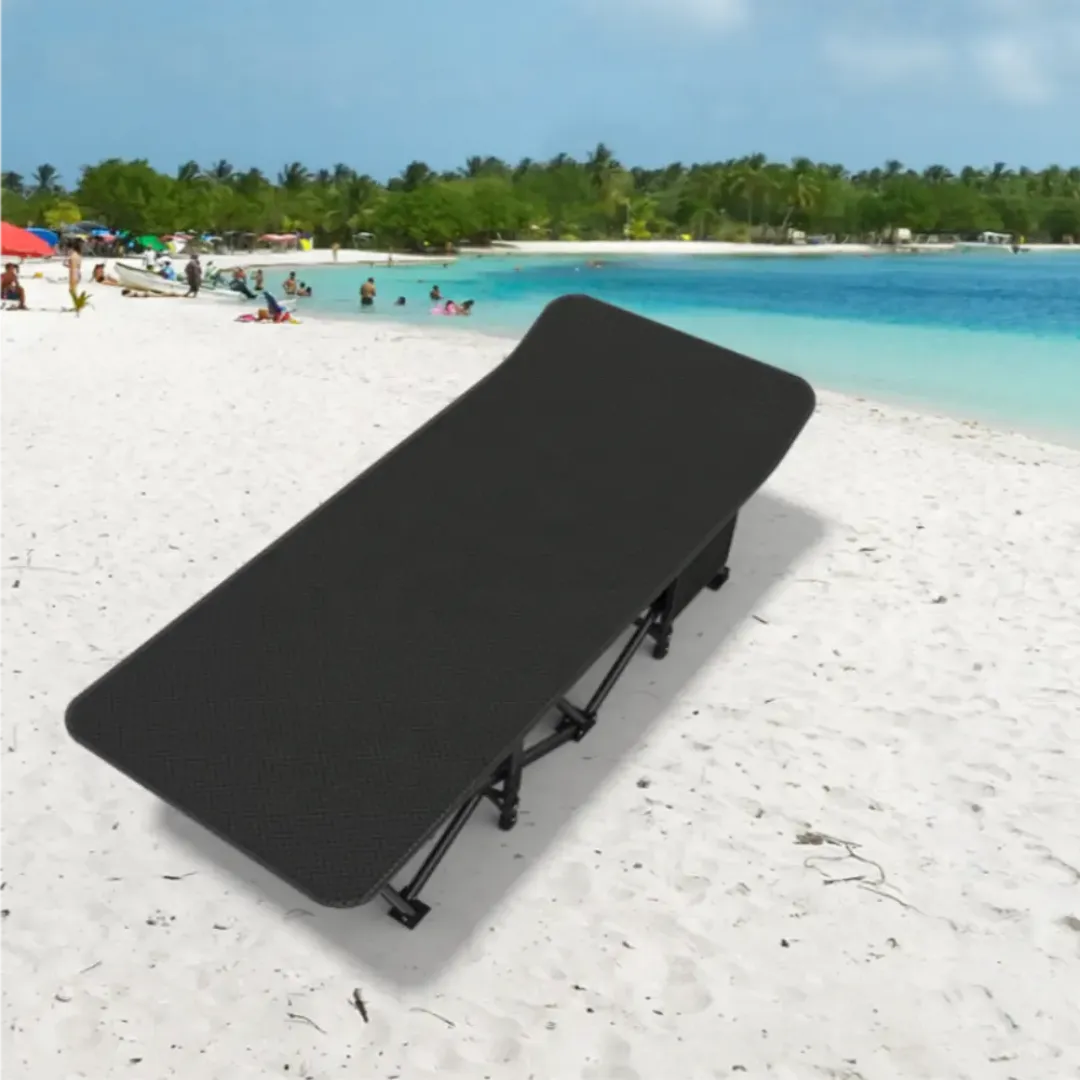 Lit de Camping Pliable en Acier et Tissu Oxford - Léger, Résistant et Compact - Idéal pour l’Extérieur, la Plage, la Randonnée ou les Urgences