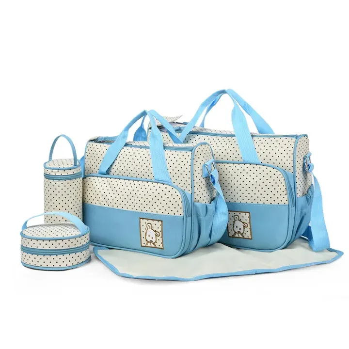 Set Complet 5 Pièces Sac à Langer Bébé – Grand et Petit Sac, Porte-Biberon, Pochette, Tapis à Langer – Pratique et Élégant