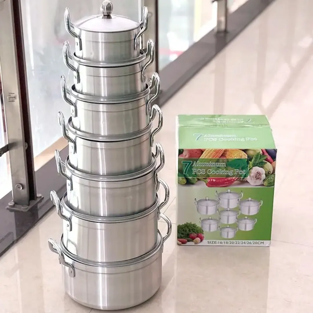 Ensemble de 7 Casseroles en Aluminium de Qualité Supérieure - Idéal pour Soupe, Sauce, Riz et Plats Familiaux