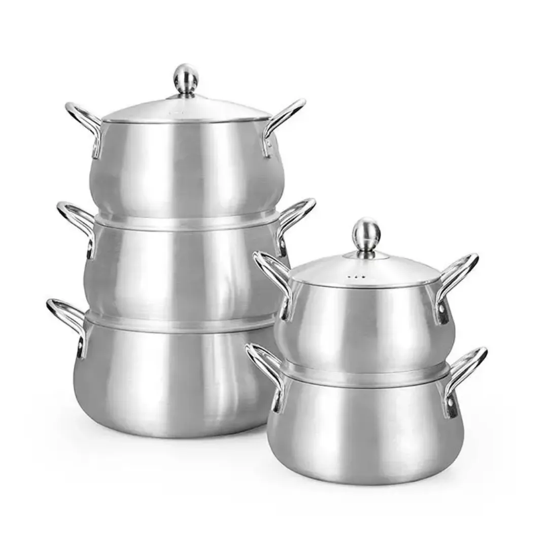 Batterie de Cuisine 5 Pièces en Acier Inoxydable - Marmites Robustes 16 à 24 cm pour Cuisson Familiale