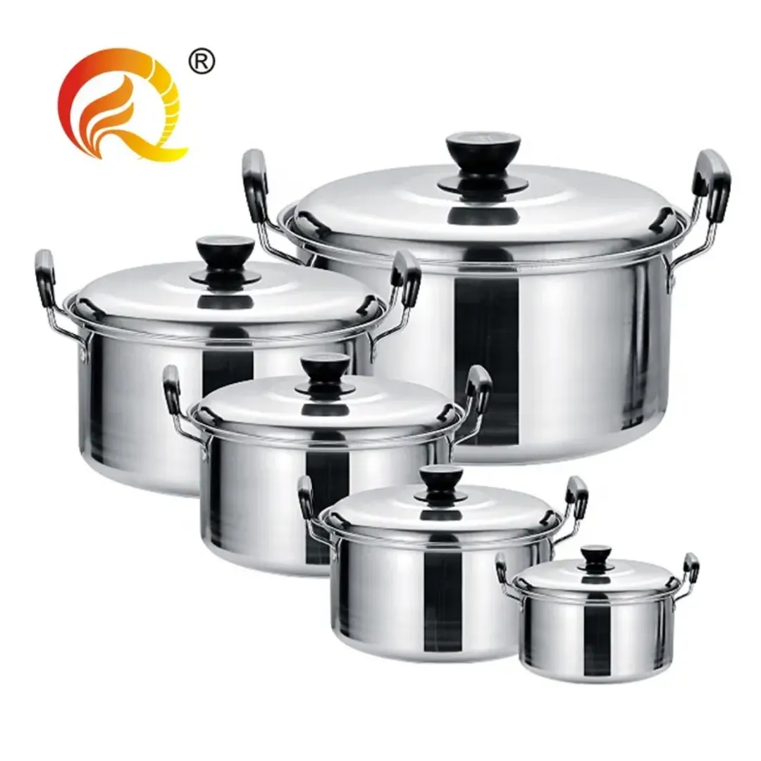 Batterie de Cuisine en Acier Inoxydable - Ensemble de 6 Marmites avec Couvercles pour Cuisson Familiale