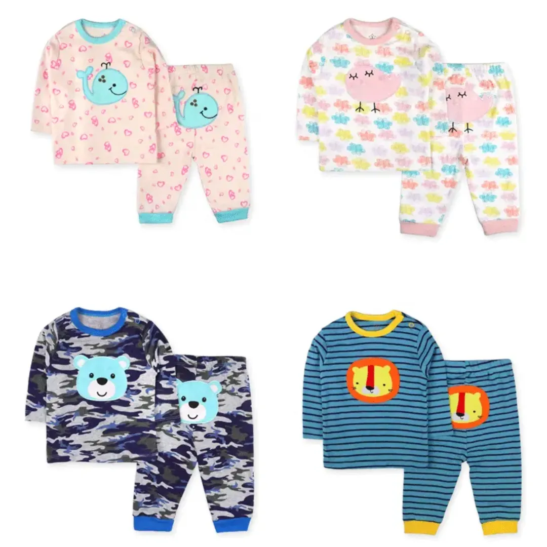 Ensemble Bébé Garçon 2 Pièces – Haut et Pantalon Long en Coton – Motifs Voiture et Panda – 0 à 24 Mois